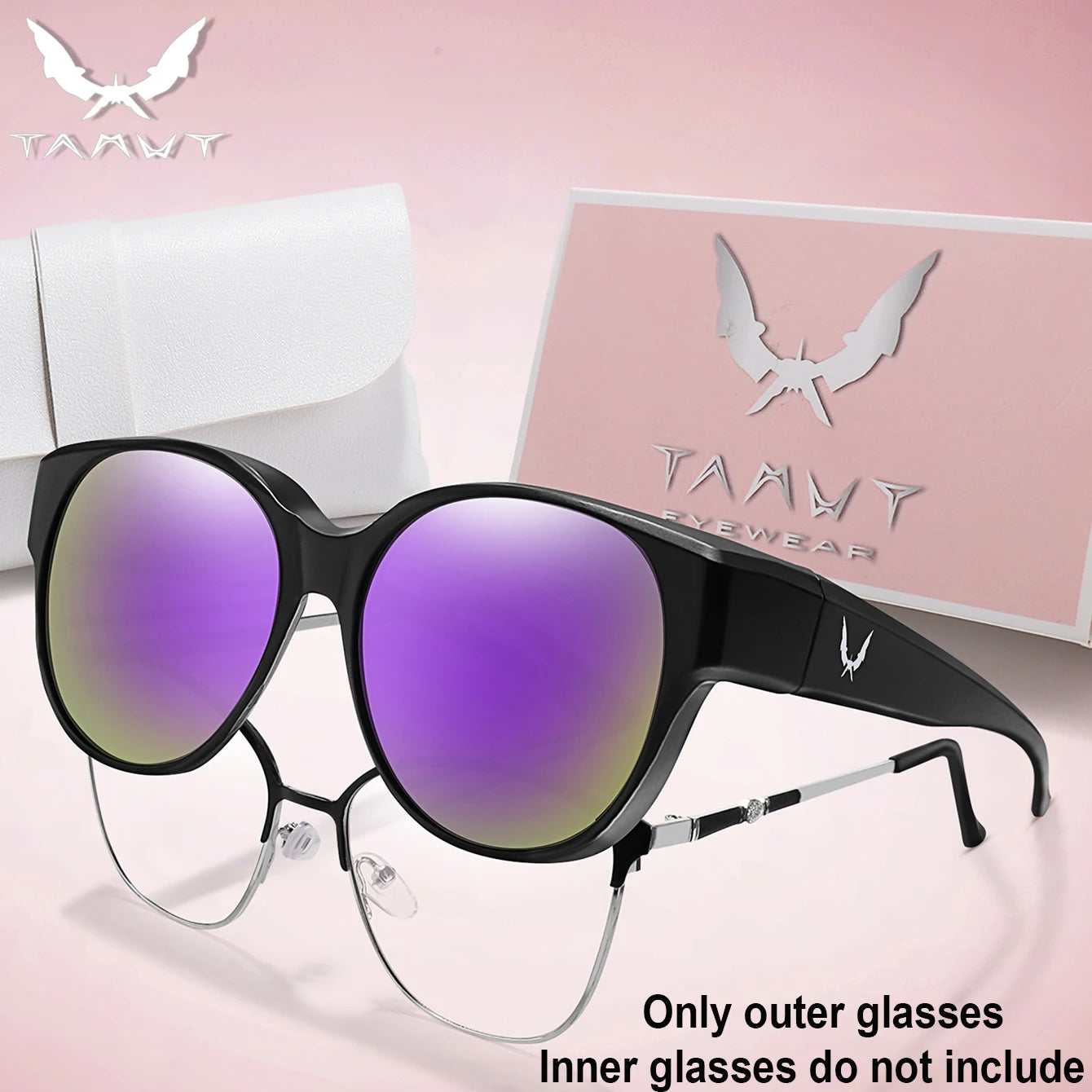 Over Glasses with Box Cover Over Myopia Eyeglasses Unisex Round Shades with UV protection Outdoor Sports Fishing Hiking Cycling