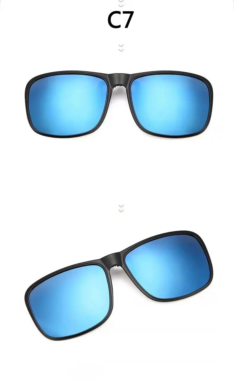 BOYSEEN Polarized Flip Clip Sunglasses Driving Dark UV400 Photochromic Anti Glare Lens Sun Glasses Car Driver Vintage Square