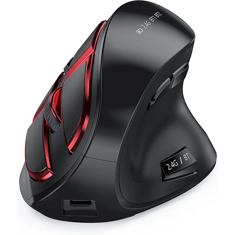 Jomaa 2.4G+Bluetooth Vertical Mouse Wireless for Apple Mac Laptop Notebook 9 Buttons Rechargeable Gaming Mouse for PC iPad