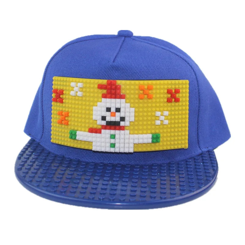 Karikatūrinės „Patchwork“ beisbolo kepurės, „DIY“ blokai, „Snapback“ kepurės, hiphopo kepurės vyrams ir moterims, nuimami „Pixels“ elementai, „Dad Hats“ kepurės, kepurės vaikams ir suaugusiems