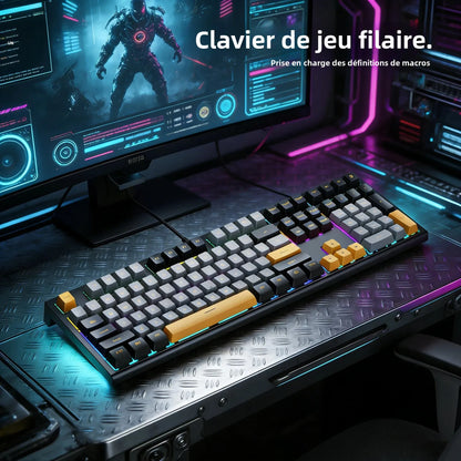 Tastiera meccanica da gaming cablata a 108 tasti con retroilluminazione RGB | Chip da gaming | Bassa latenza | Anti-ghosting | per gamer PC Win/Mac