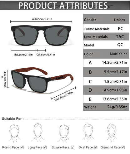 Karos Vintage Polarized Sunglasses Fashion Square Travel Driving Fishing Glasses Men Women Sports UV400 Eyewear Box YZ2024WB