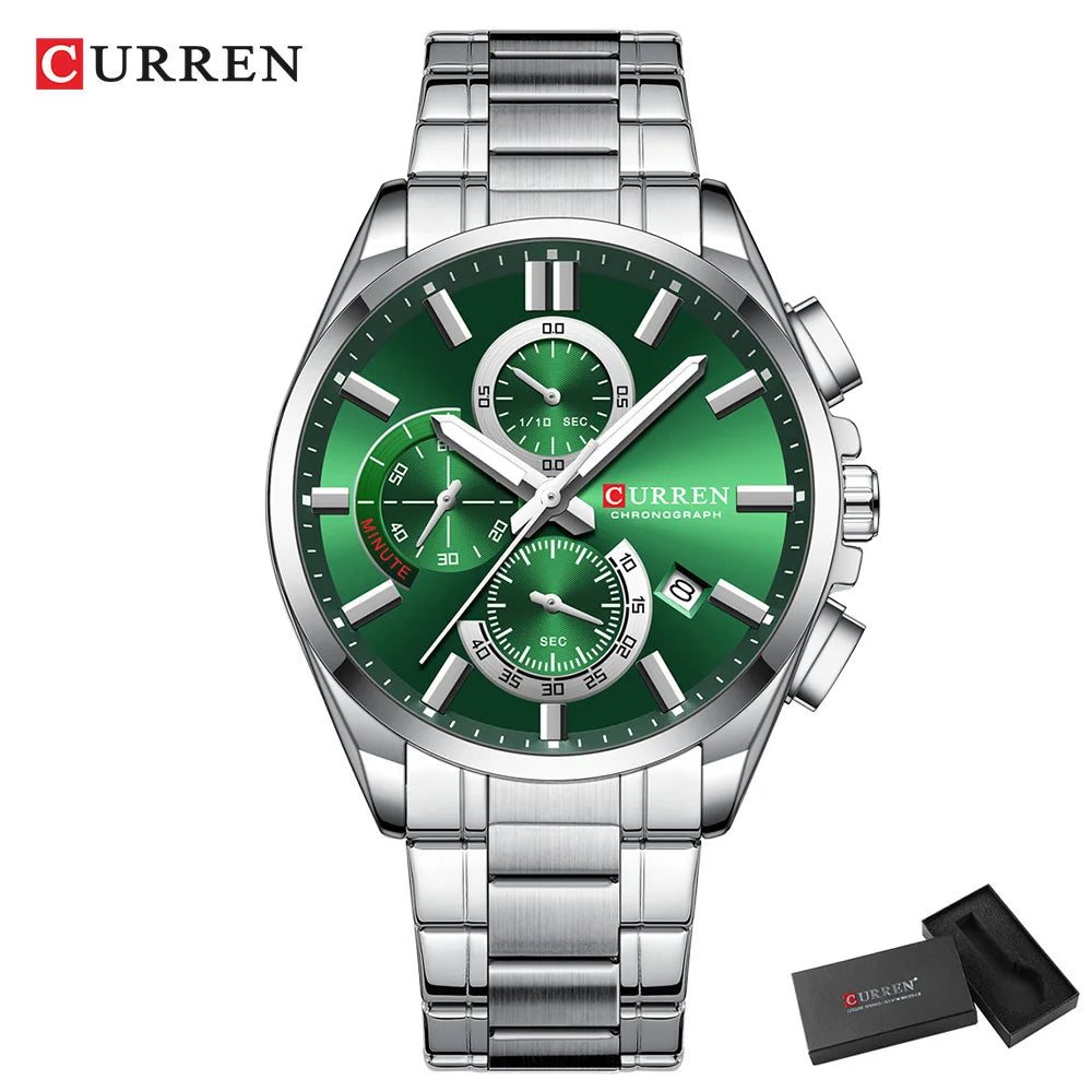 CURREN mode décontracté homme d'affaires montre de luxe bracelet en acier inoxydable montres à Quartz lumineux chronographe calendrier montre