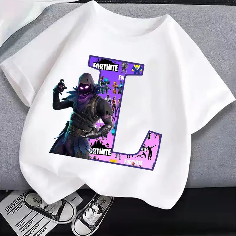 New Fortnites Kids T-shirts Cartoon Letter Graphic T-shirts Boys Girls Summer Casual Sports Short Sleeve Tops Children Clothing