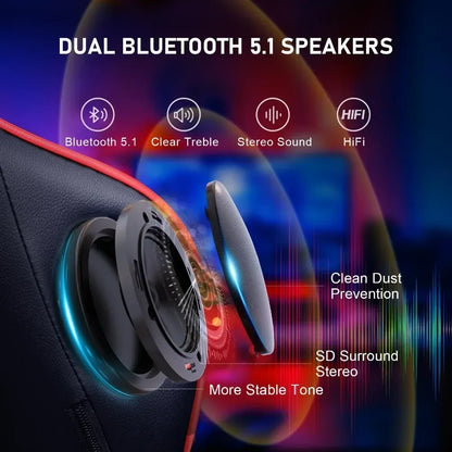 Ergonomic Gaming Chair with Footrest, Bluetooth Speakers, Reclining Computer Desk Chair, Adjustable Height Video Game Chair for Office
