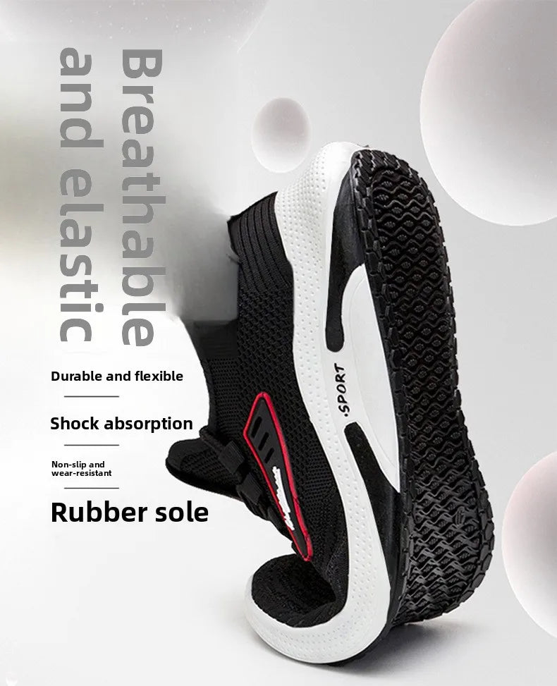 Hot Sale of the Season New Men's Running Shoes Breathable Lightweight Knitted Lace-Up Sports Sneakers Fashionable Korean Style