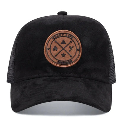 Populär mesh-baseballkeps, unisex, moderiktig, avslappnad, andningsbar, med bokstavsikon, hiphop-trucker-keps, utomhussport, pappakeps