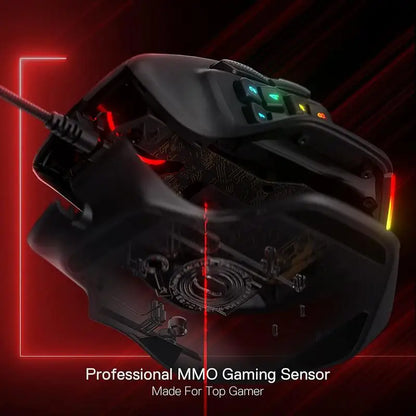 Herní myš Redragon M811 Aatrox MMO, kabelová RGB myš pro hráče s 15 programovatelnými tlačítky a ergonomickým přirozeným úchopem