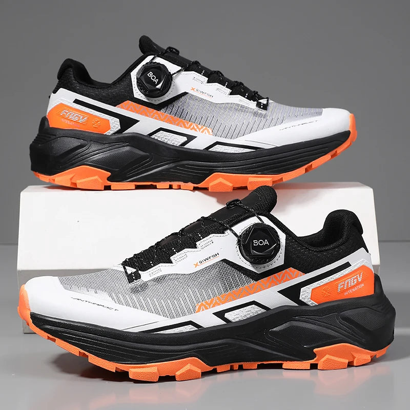 Spring & Summer Men's Running Shoes Outdoor Hiking, Wear-Resistant Trail Shoes with BOA Closure, Breathable Sports & Casual Style
