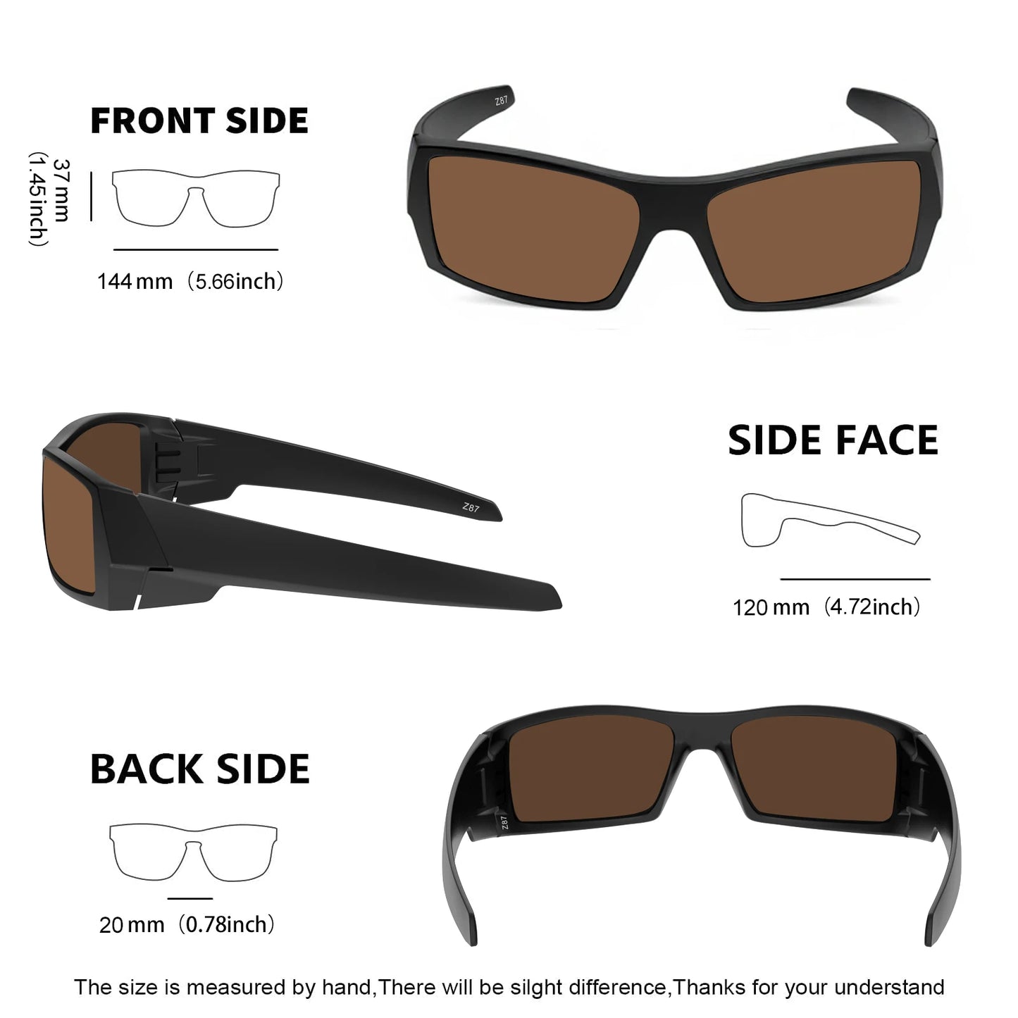 MAXJULI Z87 Polarized Sunglasses Men Wrap Around Sport Driving UV400 Retro Vintage Shield Safety Glasses 8231
