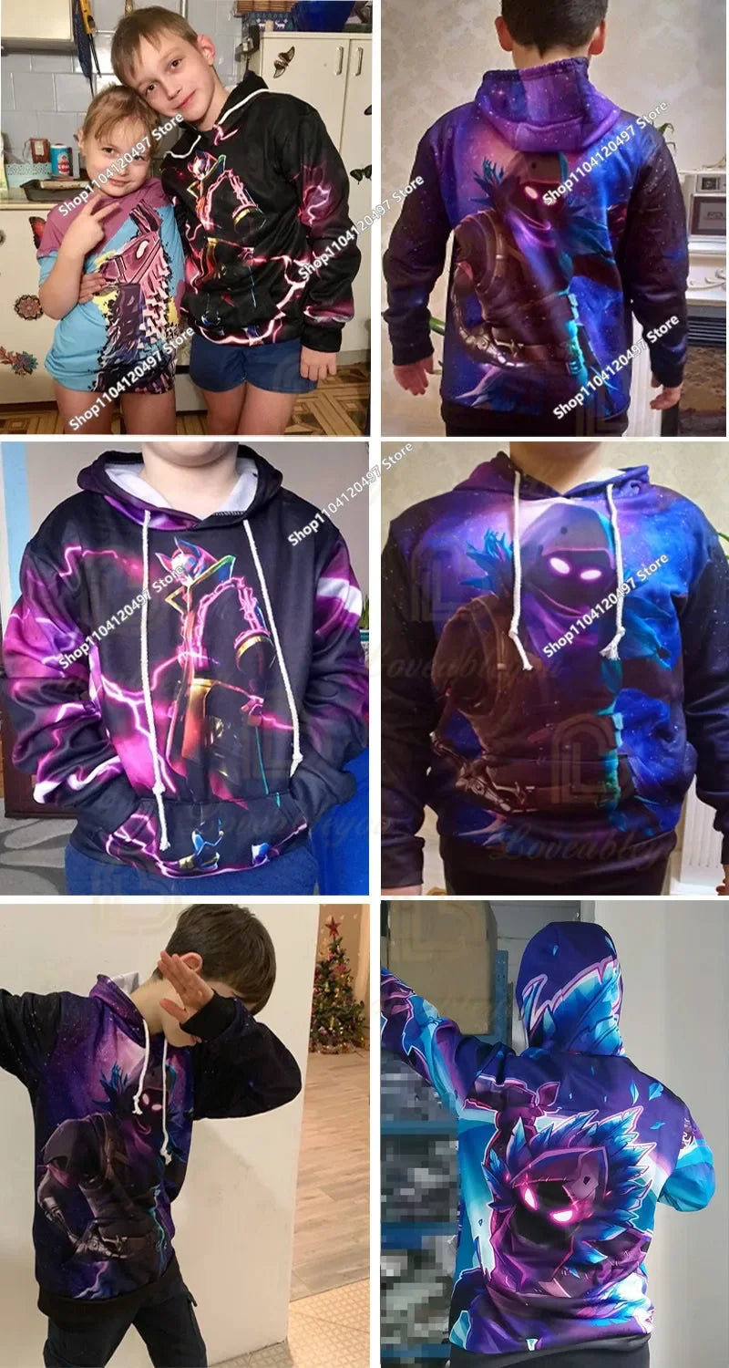 New Fortnite 3D Digital Printed Top Children's Hooded Fashion Trendy Casual Pullover Sweatshirt Birthday Gift