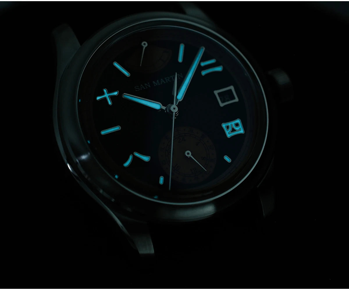 San Martin 39mm Miyota 9132 Power Reserve Display Men Luxury Sport Watch Automatic Mechanical Waterproof Original Design SN0144