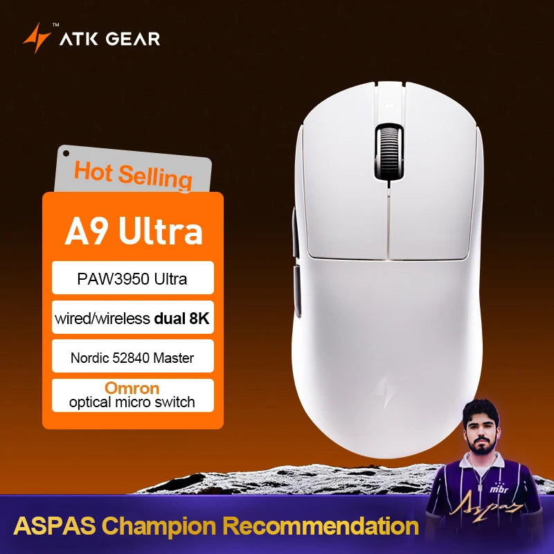 ATK Dragonfly A9 Ultra Wireless Gaming Mouse PAW3950 Ultra Lightweight Tri-mode Ergonomic E-sports Gamer FPS Mice A9 SE Plus