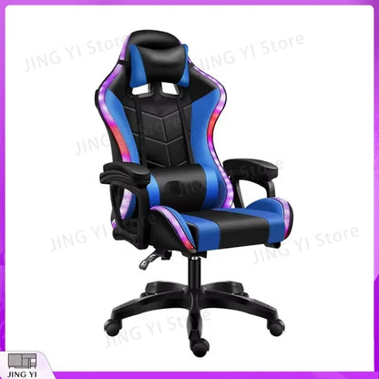 Chaise de jeu ergonomique avec fonction de massage, hauteur réglable, inclinable, en cuir PU, chaise de bureau, pédale repose-pieds, chaise d'ordinateur
