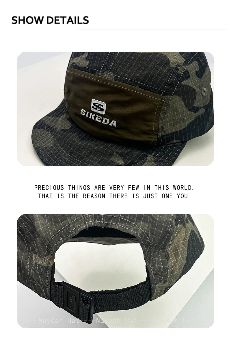 Unisex CAMO greitai džiūstančios beisbolo kepurės su siuvinėtomis raidėmis, apsaugančios nuo saulės, spalvų blokų dizaino, kvėpuojančios, asmeninės, su snapeliu, universalios