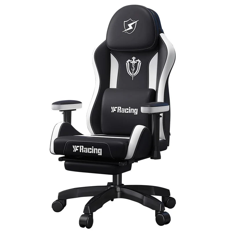 Ergonomic Gaming Chair with Latex Seat Cushion, Adjustable Backrest, Dual Headrest, 4D Pneumatic Lift, Office Computer Chair
