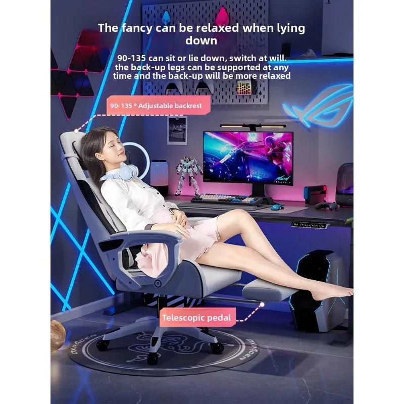 Pánské e-sportovní křeslo pohodlné pro dlouhé sezení, počítačové křeslo s polohováním pro odpočinek, opěradlo