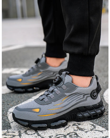 Chaussures de sécurité de travail à bouton rotatif pour hommes, chaussures à bout en acier indestructibles, baskets de travail, bottes de protection, taille 47 48