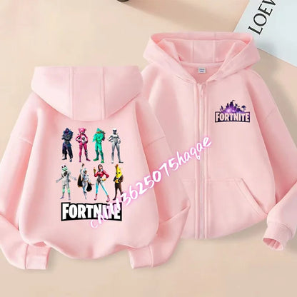 New Fortnite Child Zip-Up Hoodie Cartoon Anime Hoodies Casual Breathable Kids Boys Coat Jackets 2026 Spring Children Clothing