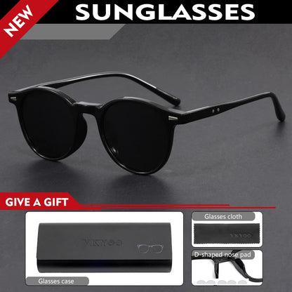 GENEVIEVE Simple Geometric Round Frame Design Women Men Polarized Sunglasses UV Protection Customizable Prescription 1080