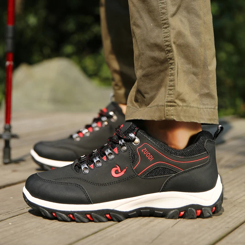 Sapatos casuais em pele para homem, ténis leves de caminhada para primavera, outono e inverno