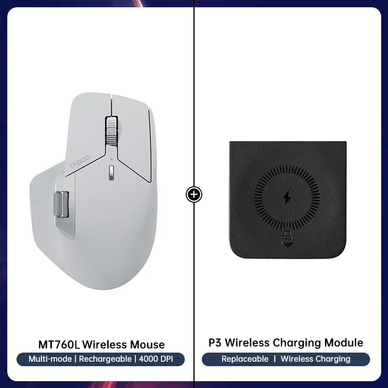Rapoo MT760/MT760Mini Multi-mode Rechargeable Wireless Bluetooth Mouse Ergonomic 4000 DPI Support Up to 4 Devices Office Mice