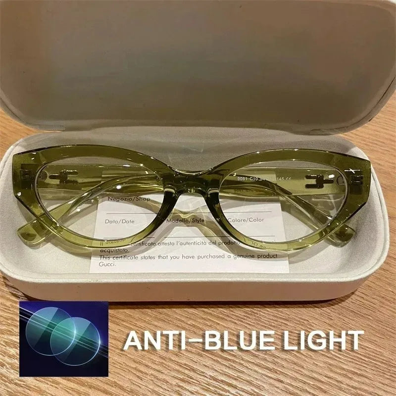 EYORA Vintage Cat Eye Reading Glasses Women Anti Blue Ray Myopia Eyewear Photochromic Progressive Prescription Optical Glasses