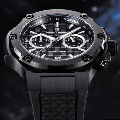 PAGANI DESIGN men’s quartz watches – Luxury sports chronograph, water-resistant, featuring luminescent hands and a sapphire crystal with anti-reflective coating