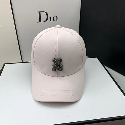 Șapcă de baseball de vară pentru femei, creată de un designer de modă, cu motiv „Ursul sălbatic coreean”, cu strasuri, șepci de soare, șepci de stradă K-pop, viziere pentru exterior, șapcă hip-hop