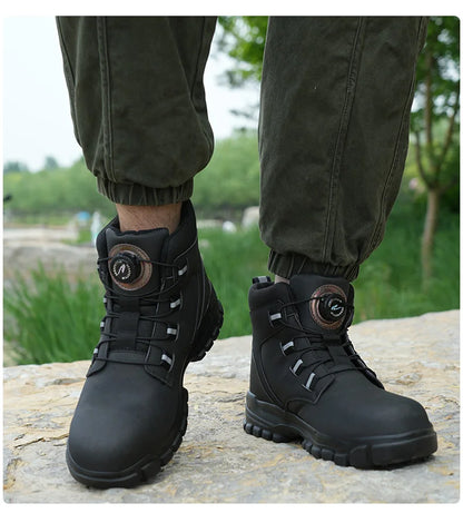 Bottes de sécurité imperméables pour hommes, chaussures de travail Parker en acier, bouton rotatif, chaussures de protection, taille 47, 48, hiver