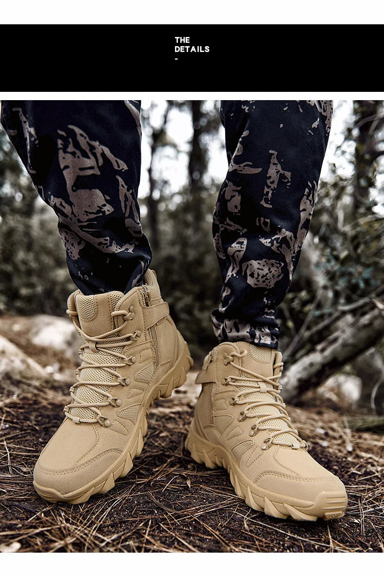 Upgraded Tactical Combat Training Boots Male Outdoors Camping Anti-wear Rapid Response Hiking Shoes Fishing Hunting Sneakers Men