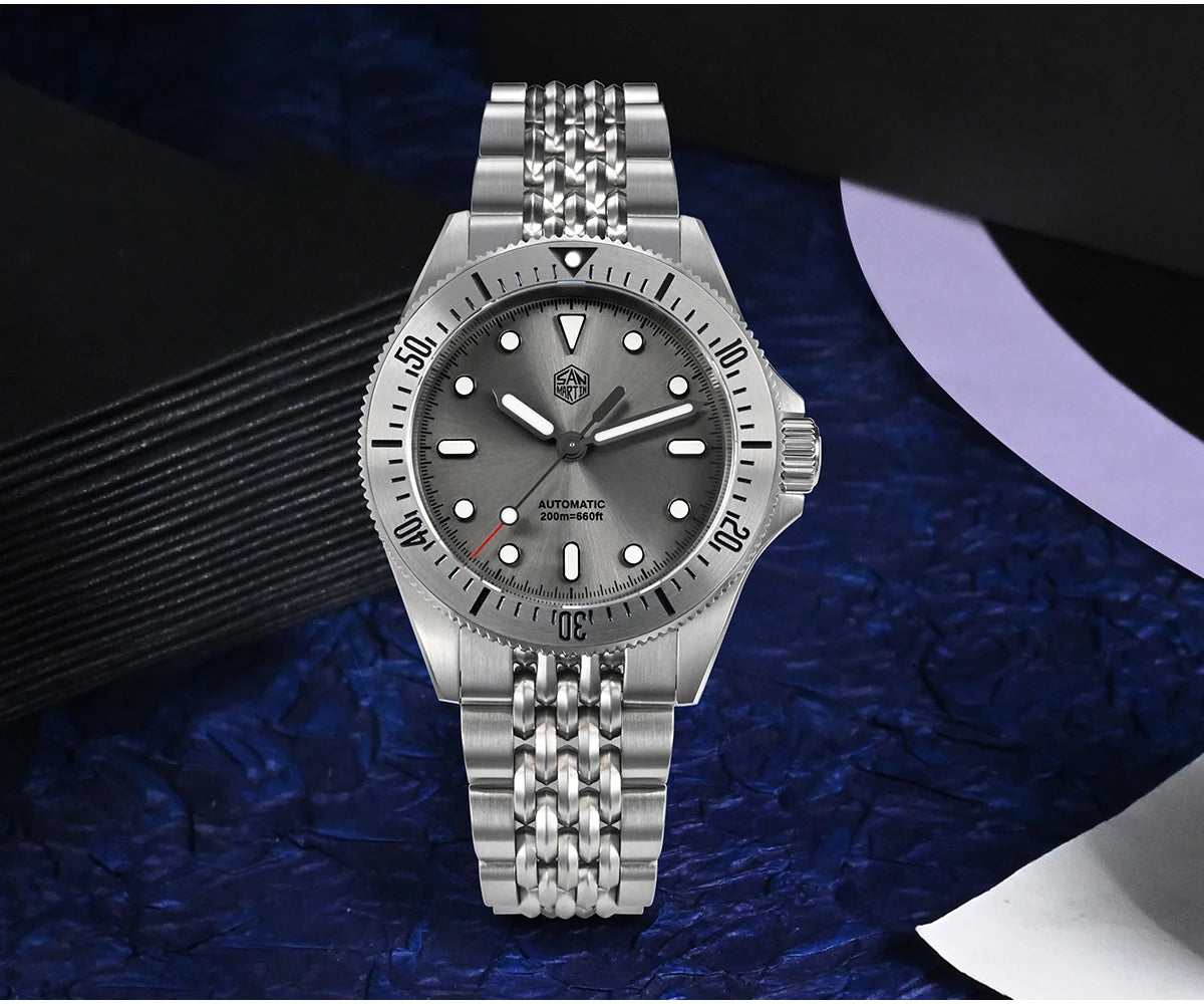 San Martin Original Design 38.8mm Upgrade Diver Watch Sunburst Enamel Dial NH35 Automatic Mechanical Luxury Waterproof 200m Lume