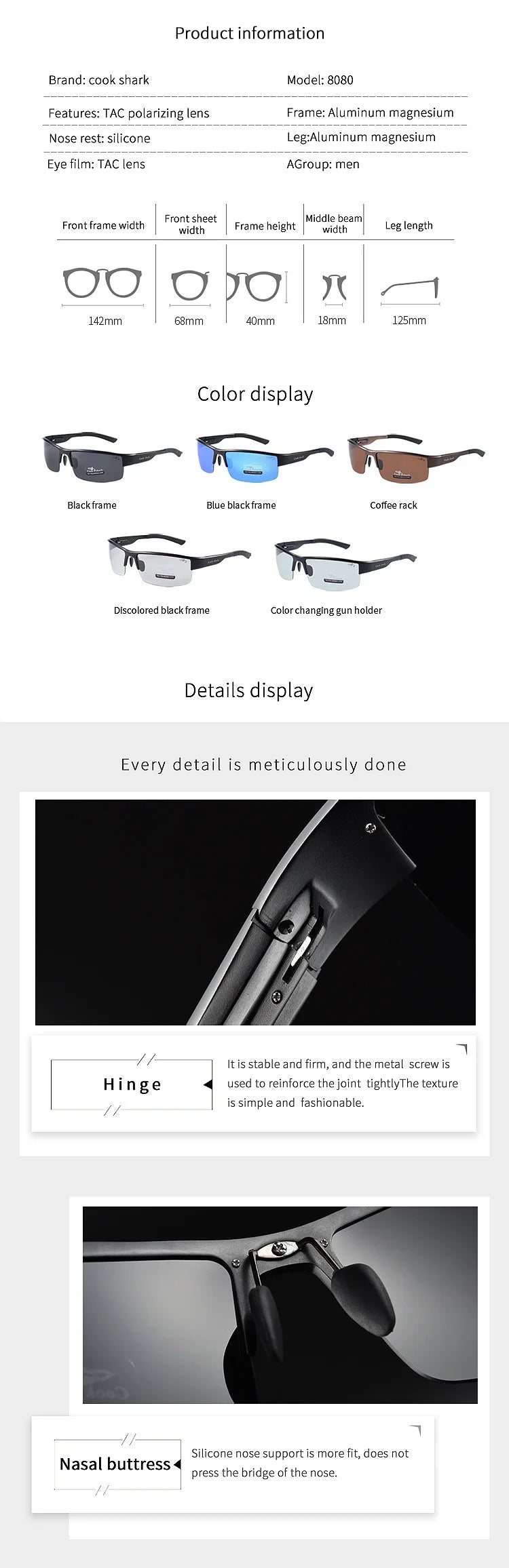 Cook sunglasses for men driving with UV-proof discoloration sunglasses polarized day and night glasses