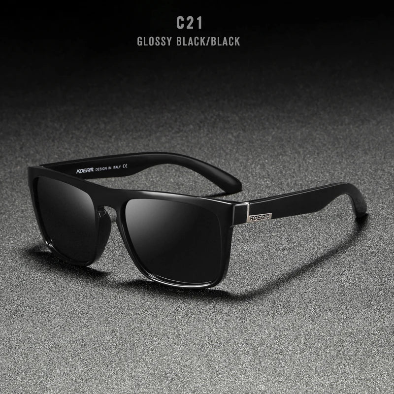 KDEAM Polarized Designer Square Sunglasses Men or Women Elastic Paint Frame Mirror Sun Glasses 17 Colors Available