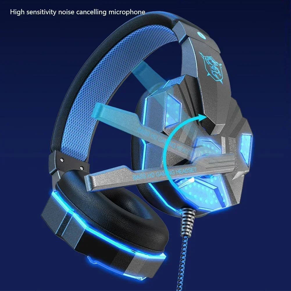Creative Wired Gaming Headset with Microphone – LED Light Bass Stereo Gaming Headphones for PC, PS4, PS5, Xbox – High Quality Gaming Headset