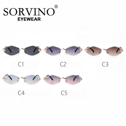 SORVINO 2024 Women Luxury Brand Designer Sunglasses New Polygonal Small Rimless Rhombus Sun Glasses Female Retro Eyewear