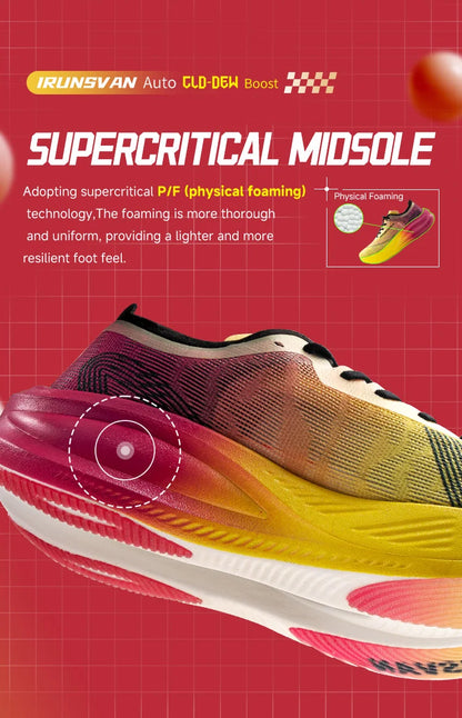 IRUNSVAN Men Running Shoes Breathable Sports Shoe Lightweight Marathon Carbon plate Sneaker Casual Comfortable Athletic Training