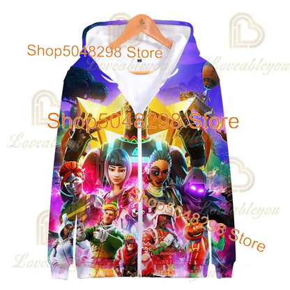 Fortnite Adults Kids Wear Kids Zipper Hoodies Game 3D Print Boys Girls Harajuku Sweatshirt Long Sleeve Tops Teen Clothes