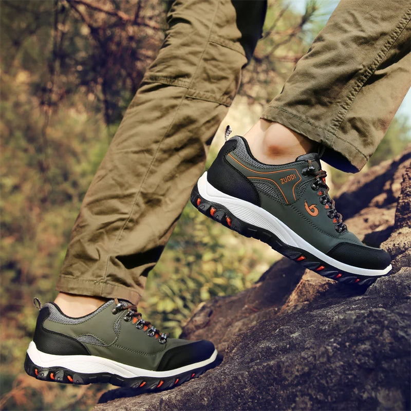 Sapatos casuais em pele para homem, ténis leves de caminhada para primavera, outono e inverno