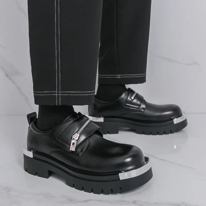 Men's Thick-Soled Leather Shoes Designer's Personalized Style Leisure Party Office Outdoor Fashion Street Black White Shoes