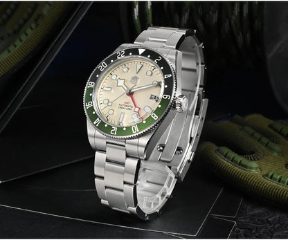 San Martin 39mm NH34 GMT Men Luxury Watch Bidirectional Aluminum Bezel Automatic Mechanical Sapphire 100M Waterproof  SN0109