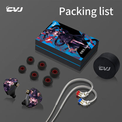 CVJ Night Elf In-Ear Wired Earphones – Dual-Channel 3.5mm HiFi Metal Earbuds with Silver-Plated Cable, High Sensitivity Bass Sound Earhook Headphones