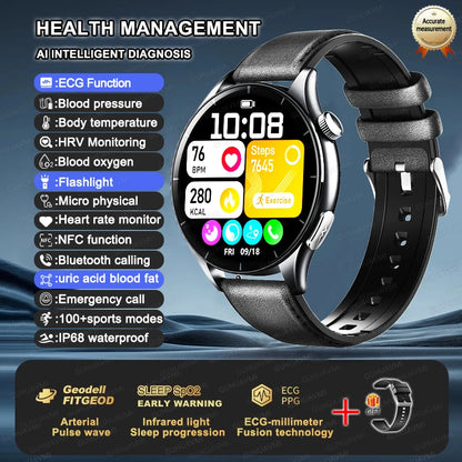 For XIAOMI 2025 New ECG+PPG Smartwatch Precise Uric Acid Blood Lipids Pressure Body Analysis Smart Watch Men BT Call NFC Watches