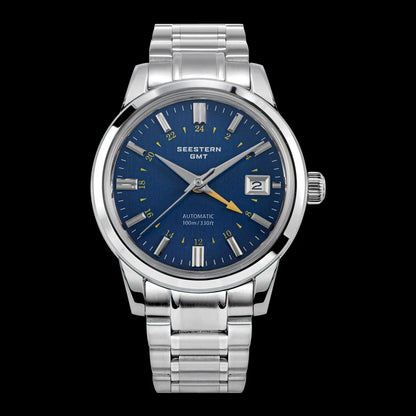 SEESTERN Men's Automatic Mechanical Wristwatch NH34 GMT Movement 10bar Waterproof Domed Sapphire Crystal Watch Limited S446 New