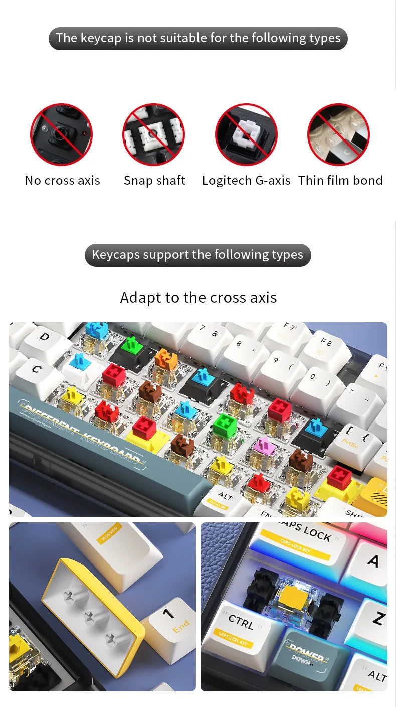 Teclas gamer RGB con retroiluminación degradada para teclado mecánico con interruptores MX, perfil OEM, PBT, blanco y azul, distribución ISO, teclas DIY