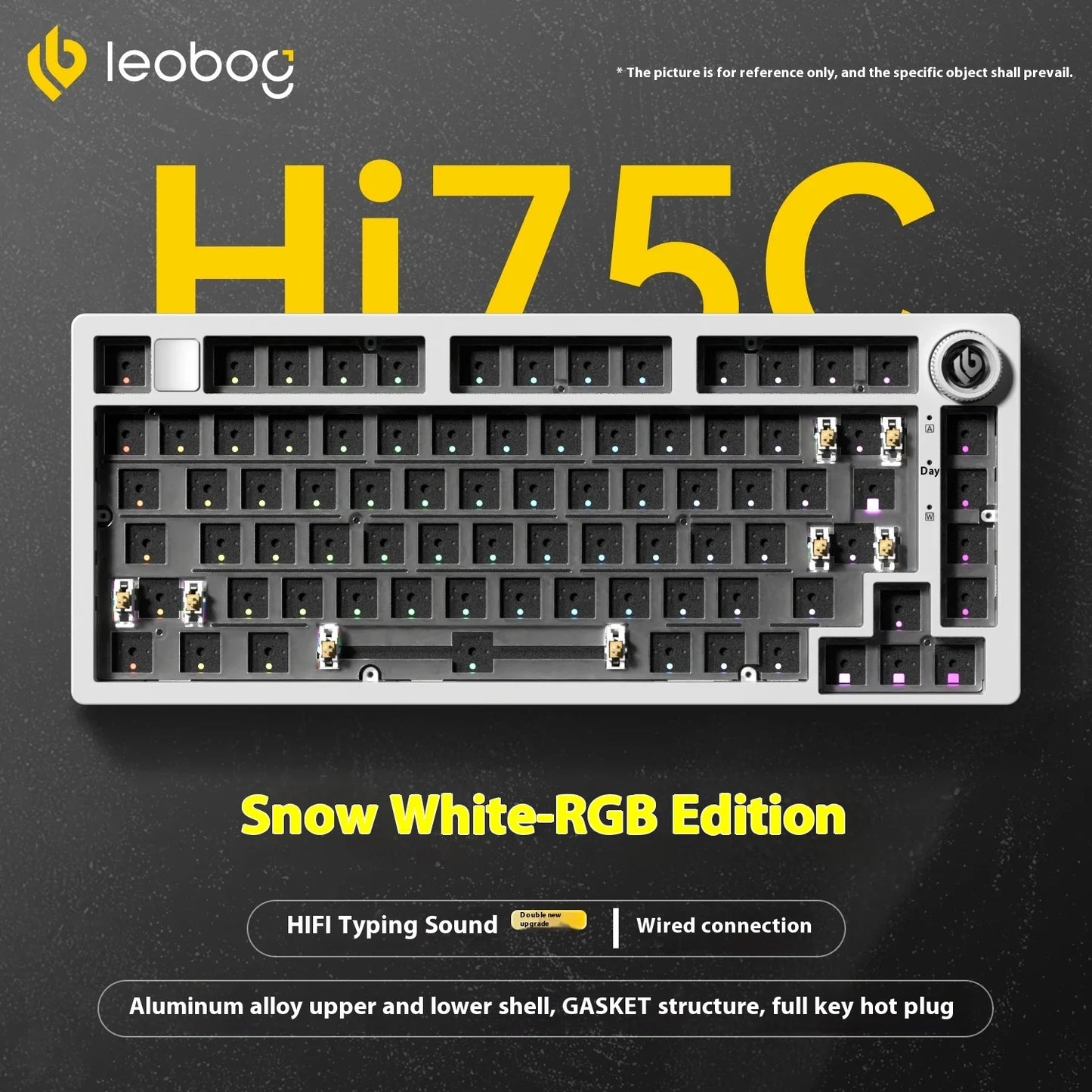 LEOBOG Hi75C Mechanical Wireless Keyboard Aluminium 3-Mode With Knob Hot Swap RGB Gasket Hi75C Gaming Keyboard Customization PC