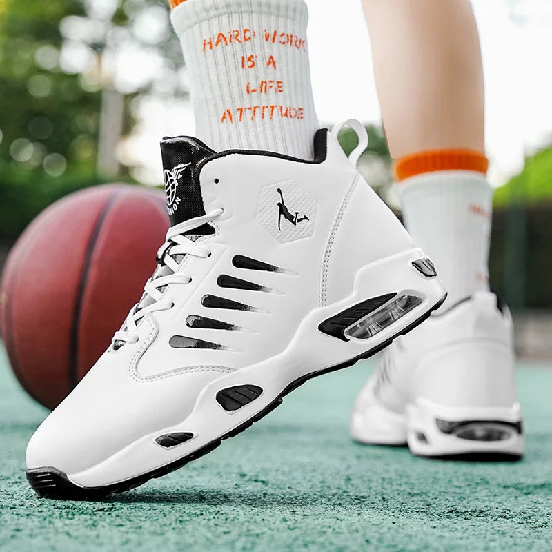 Men's High-Top Basketball Shoes with Breathable Mesh Design for Maximum Comfort, Outdoor Shock-Absorbing Running Shoes, High-Rebound Cushioning Technology for Smoother and More Comfortable Running, Enhanced Support, Stylish