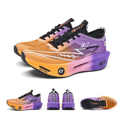 Zapatillas deportivas de carbono para hombre, antideslizantes, acolchadas, cómodas, para carreras, entrenamiento y running; zapatillas de tenis de malla, informales para mujer