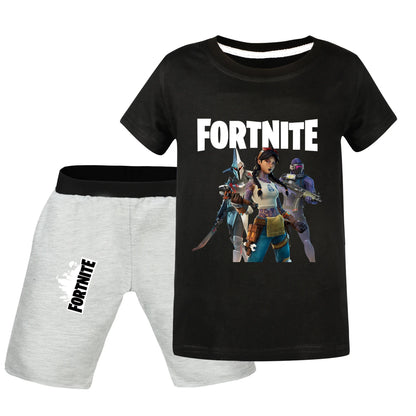 Fortnite Summer Kids Cartoon T-shirts Shorts Two-piece Set Baby Boys Tracksuit Girls Outfits505