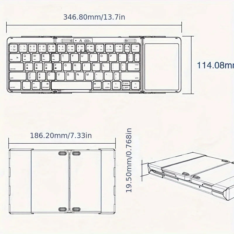 Wireless Folding Keyboard with Backlight RGB Foldable Bluetooth Keyboard with Touchpad Travel Keyboard for iOS Android Mac OS